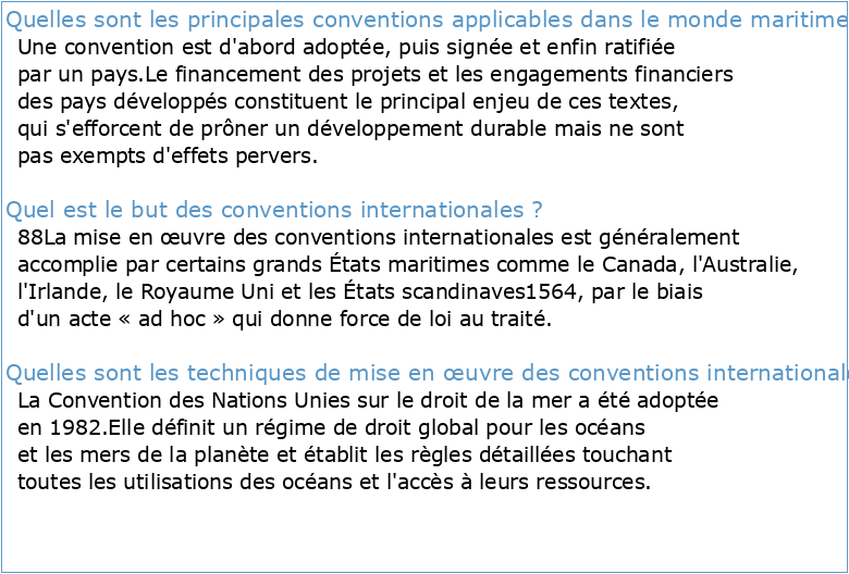 L'application des conventions internationales de droit maritime