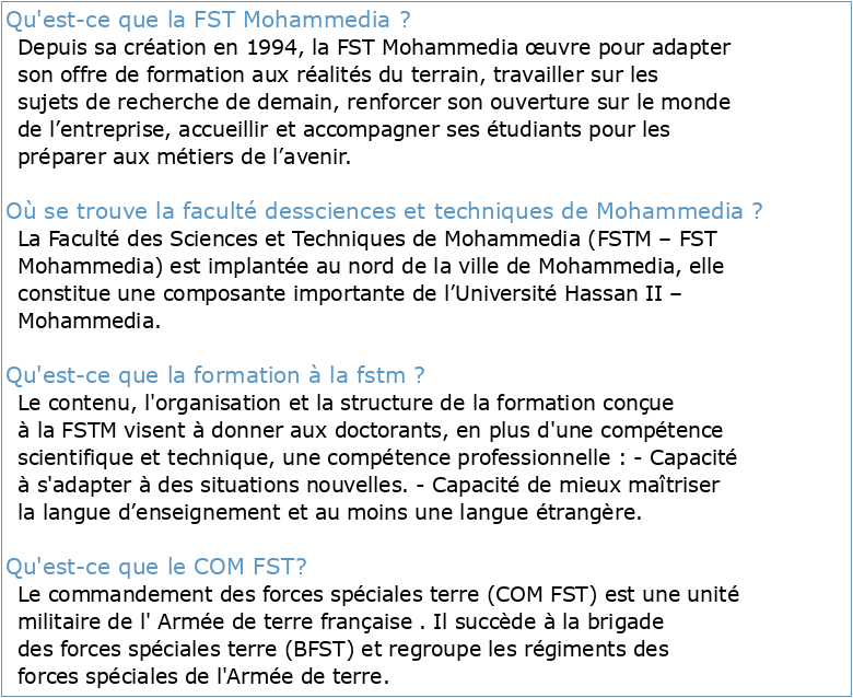Accès aux études à la FST de Mohammedia Démarches et Dates