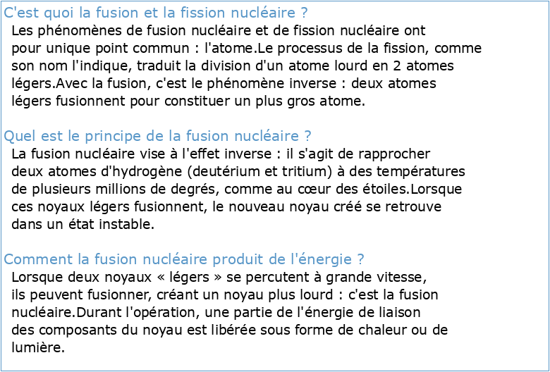 L'énergie nucléaire : fusion et fission