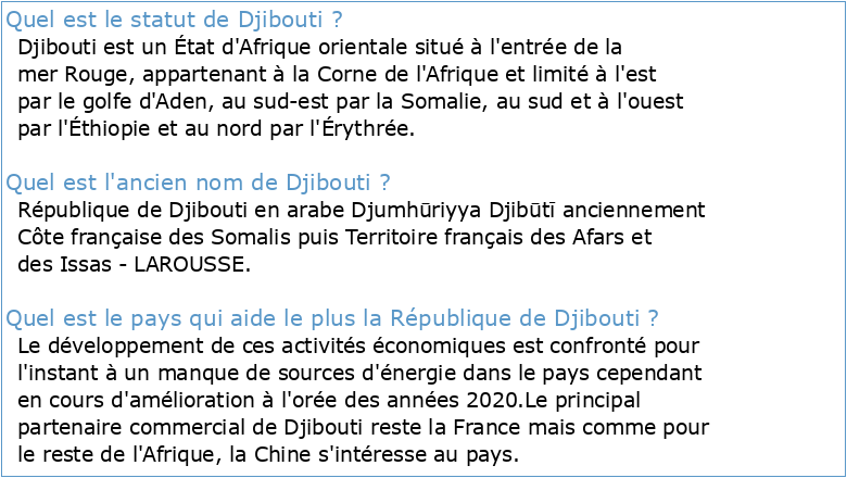 REPUBLIQUE DE DJIBOUTI