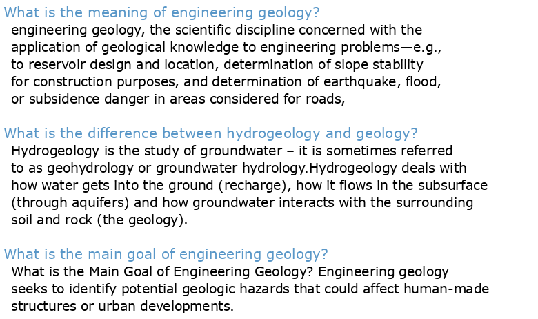 Hydrogeology and engineering geology in the education of