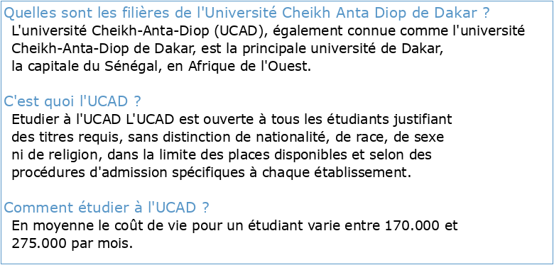 Université Cheikh Anta Diop de Dakar (UCAD) Faculté des