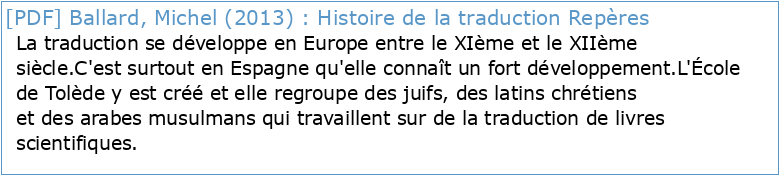 Histoire de la traduction Repères historiques et culturels Bruxelles