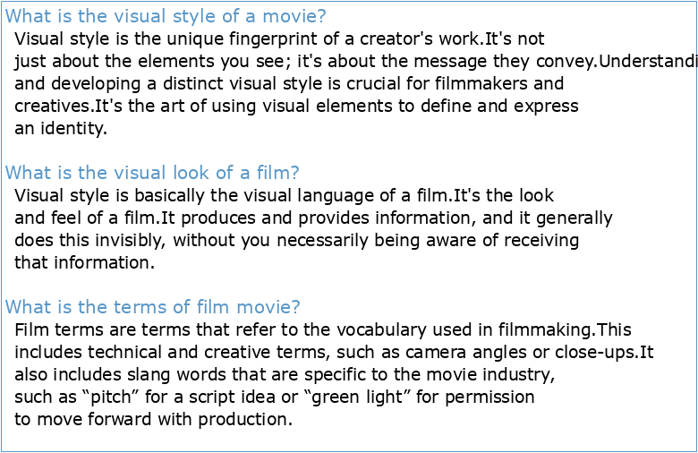 A Short List of Film Terms  The Visual Story