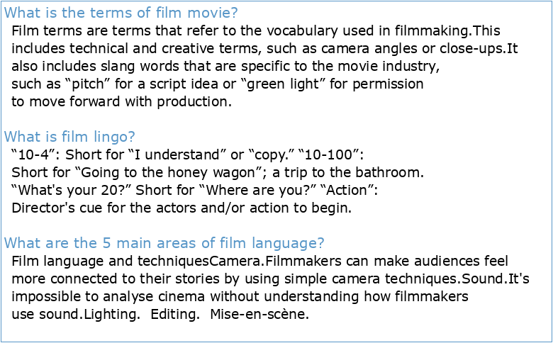 GLOSSARY (COMMON FILM TERMS)