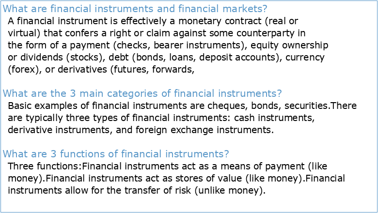 CHAPTER 5 Financial instruments financial markets and