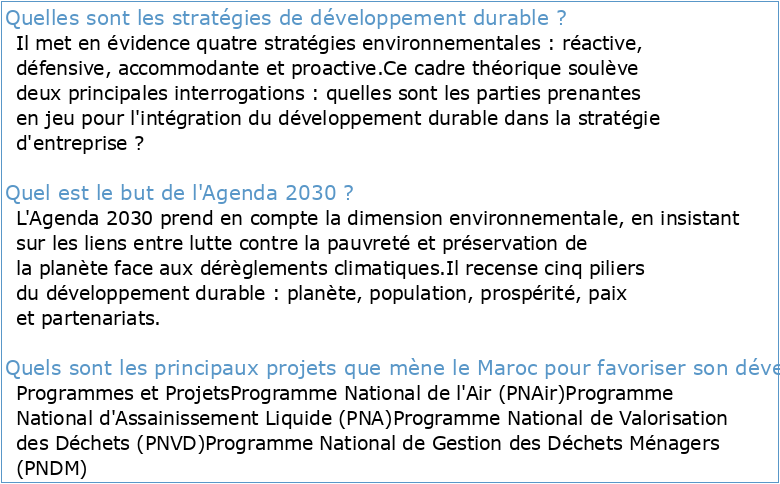 Stratégie Nationale de Développement Durable 2030 RAPPORT