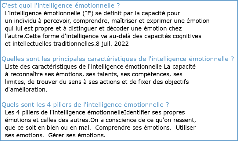 De L’intelligence émotionnelle