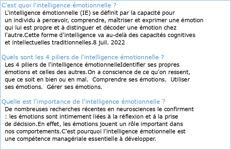 L’intelligence émotionnelle