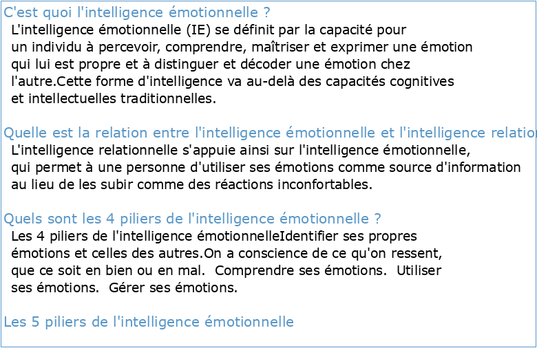 Intelligence sociale et intelligence émotionnelle