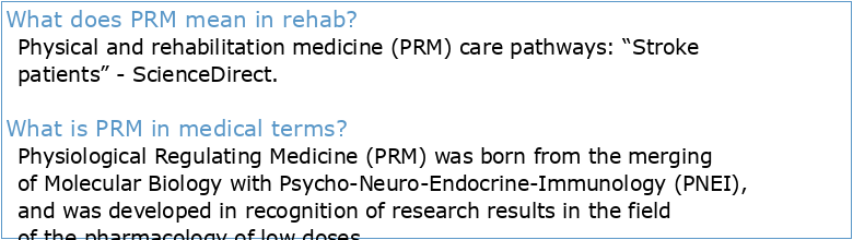 White book on physical and rehabilitation Medicine (prM) in Europe