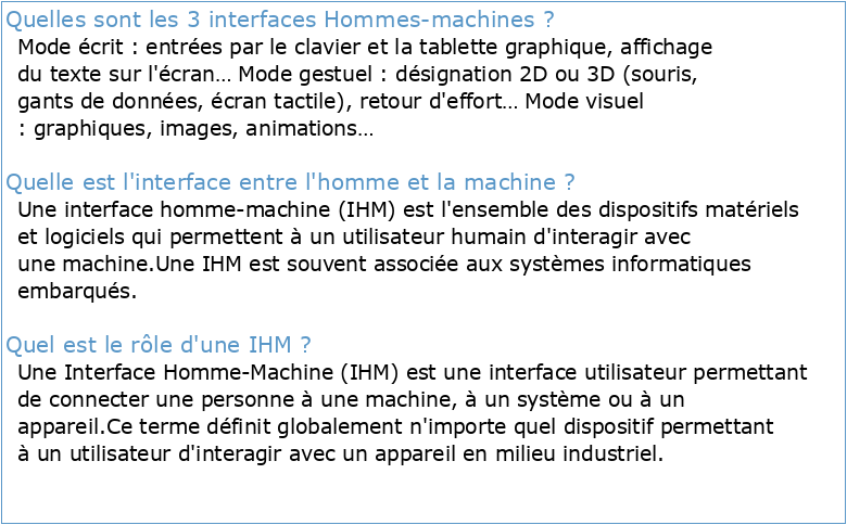 Interfaces Homme-Machine (IHM)