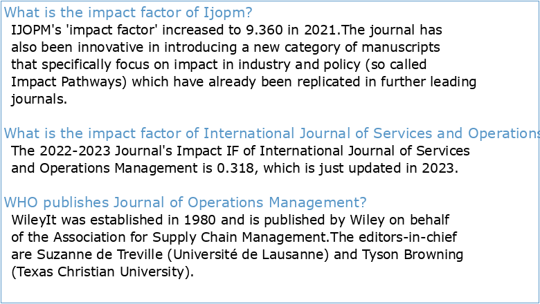 International Journal of Operations and Production Management