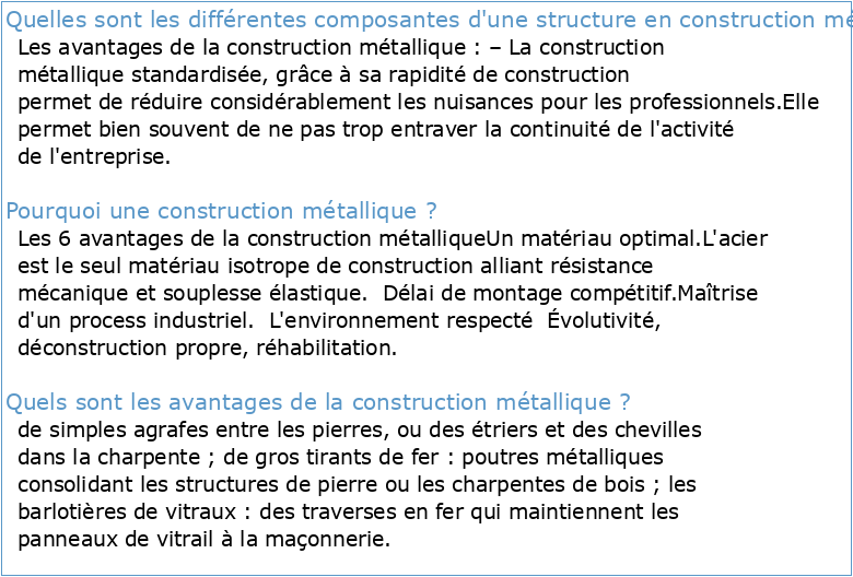 Construction Métallique – Généralités et modélisation