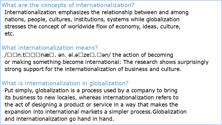 11 INTERNATIONALIZATION: CONCEPTS COMPLEXITIES AND CHALLENGES