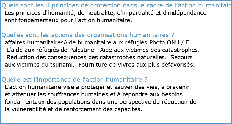 Recommandation du CAD sur l'articulation entre action humanitaire