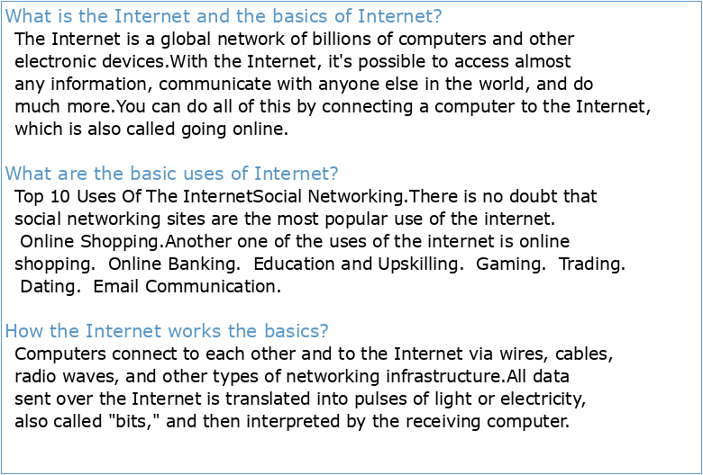 Using the Internet for Internet Basics