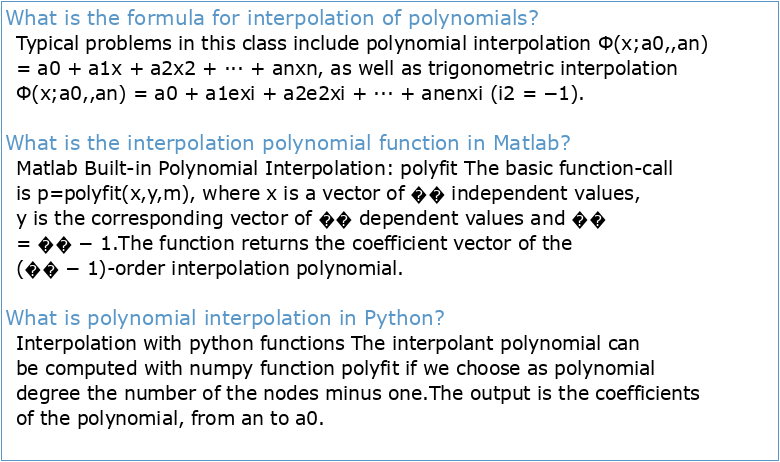Chapter 10: Polynomial Interpolation