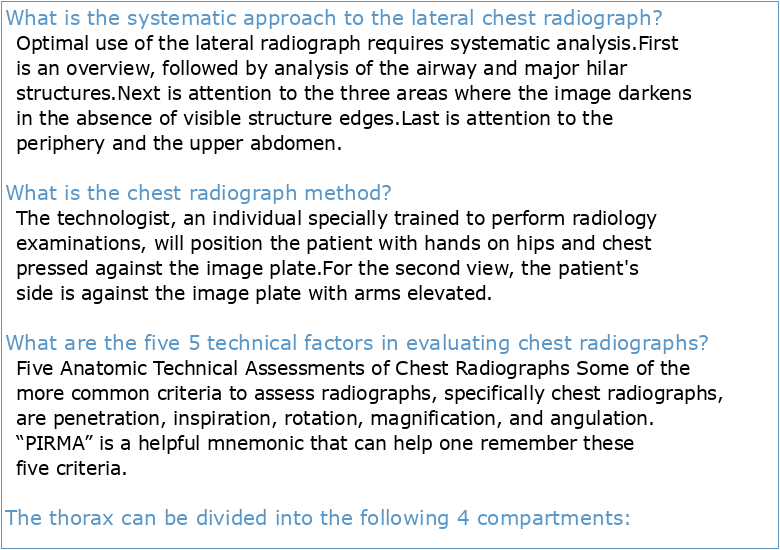 A Systematic Approach to Chest Radiographic Diagnosis