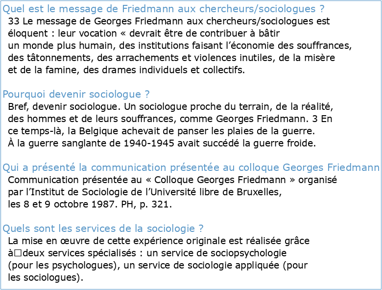 Dans la sociologie française L'exemple de Georges Friedmann