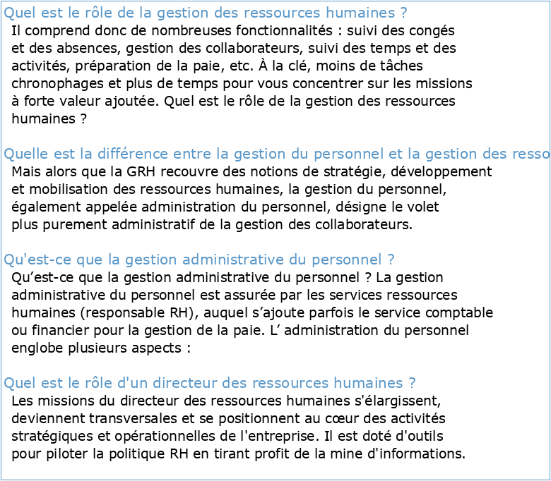 GESTION ADMINISTRATIVE DES RESSOURCES HUMAINES