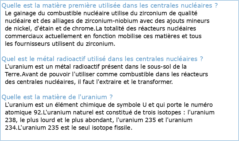 Les matériaux dans les centrales nucléaires