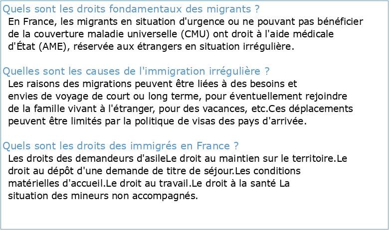 Les droits fondamentaux des migrants en situation irrégulière dans l