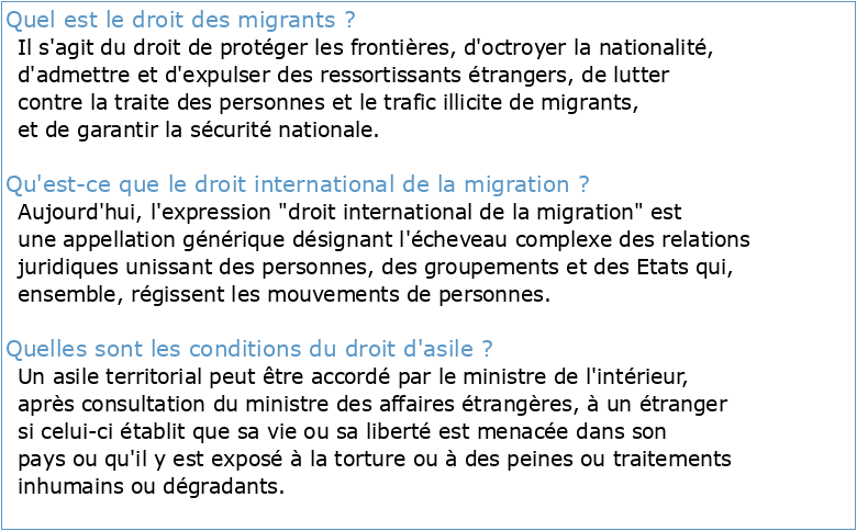 Quel cadre juridique pour les migrants ?  AADH