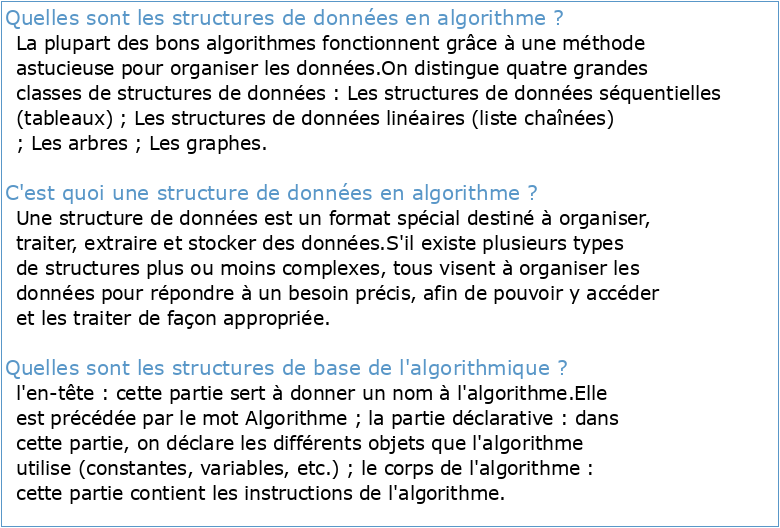 Algorithmique et structures de données