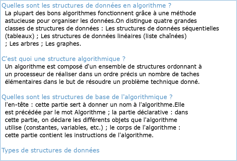 Algorithmique et structures de données II