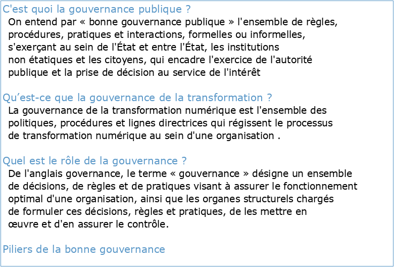 Gouvernance et transformations de l'action publique