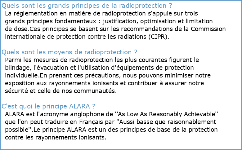 Radioprotection : grands principes et réglementations applicables