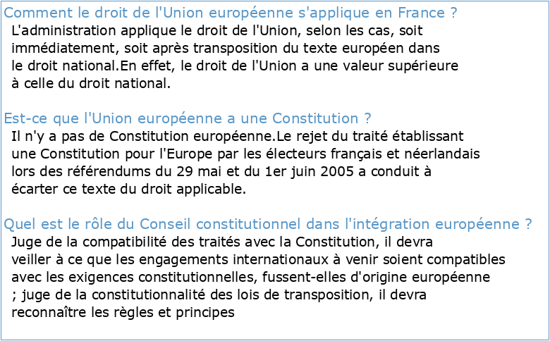 Le statut constitutionnel de l'Union européenne en droit français