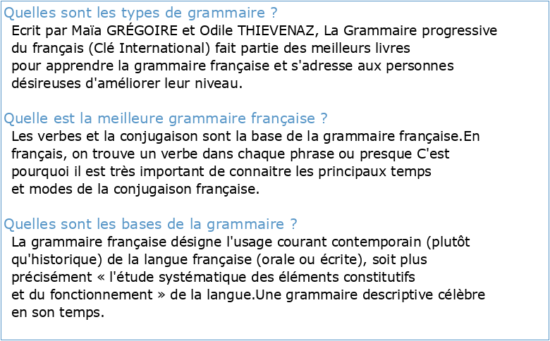 La Grammaire française PLN