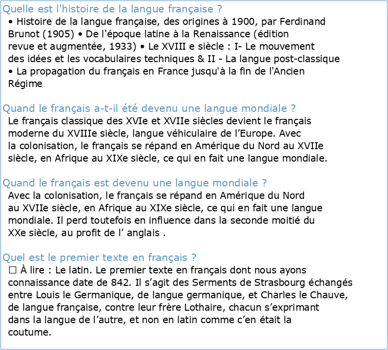 HISTOIRE DE LA LANGUE FRANCAISE A PARTIR DU XVIème