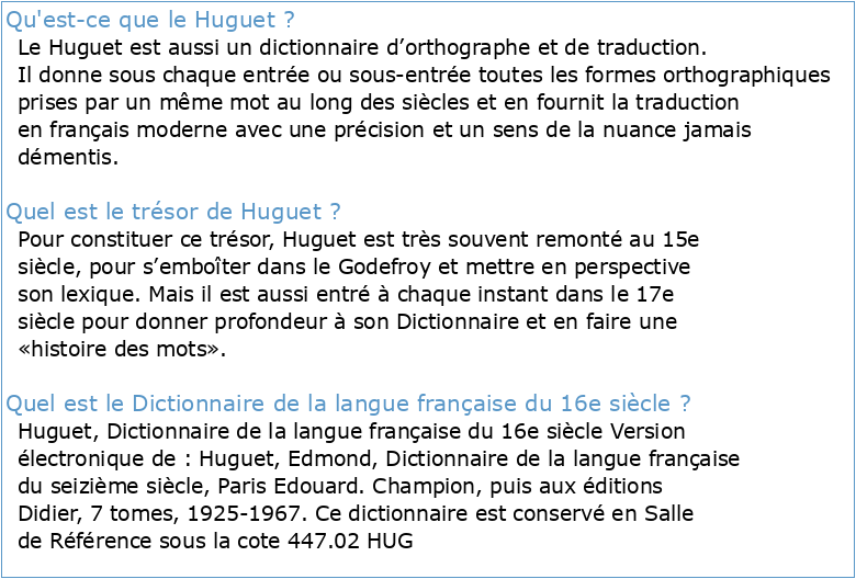 Huguet Dictionnaire de la langue française du 16e siècle