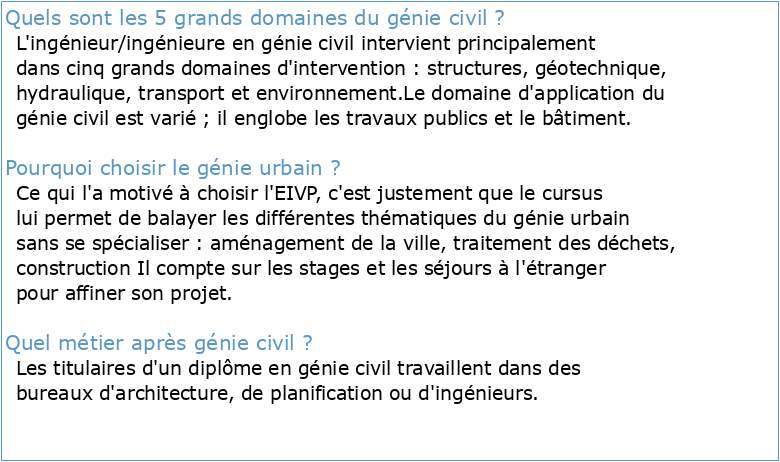 Génie Civil et Urbain (GCU) Civil Engineering and Urban Planning