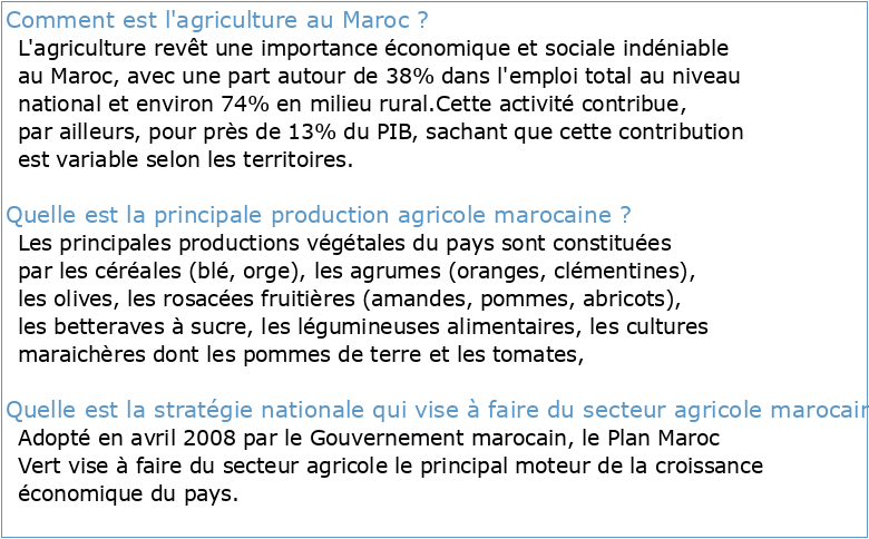L'agriculture marocaine à l'épreuve de la libéralisation