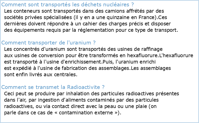 9 Transport des substances radioactives