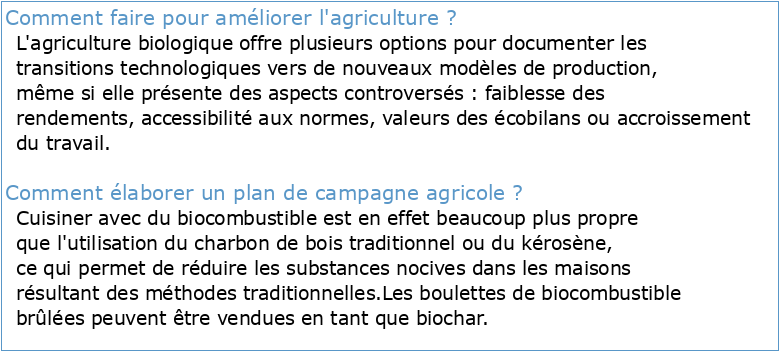 PLAN D'ACTIONS POUR UNE AGRICULTURE EN TRANSITION