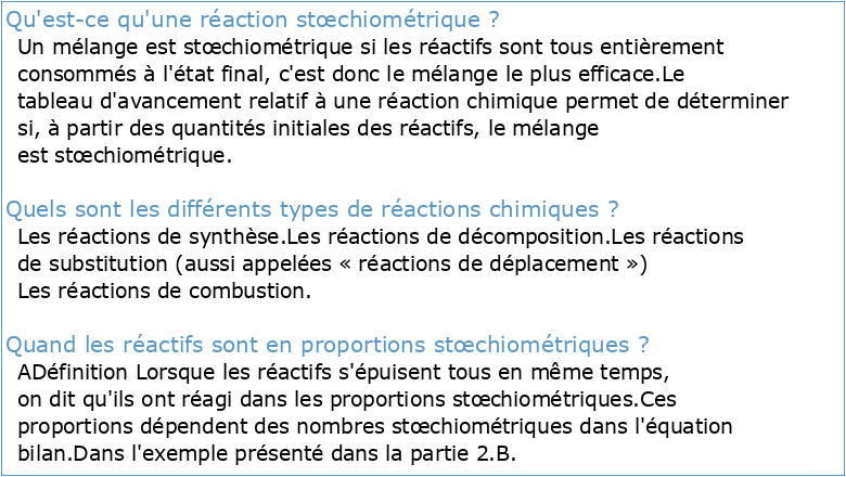 2 Réactions chimiques Stœchiométrie