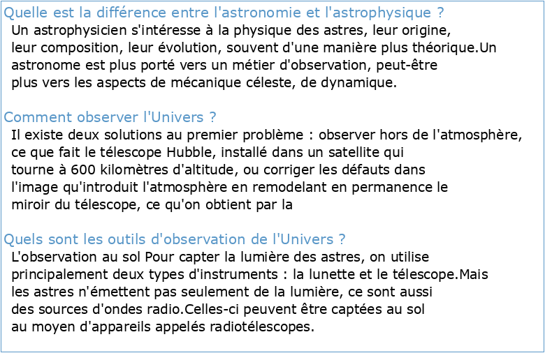 Astronomie Astrophysique Observer et comprendre l’Univers