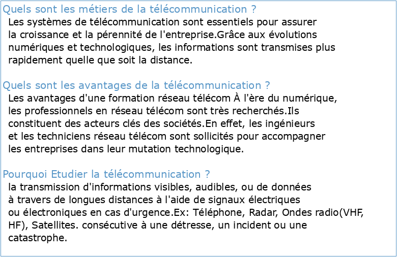 Licence: Télécommunication