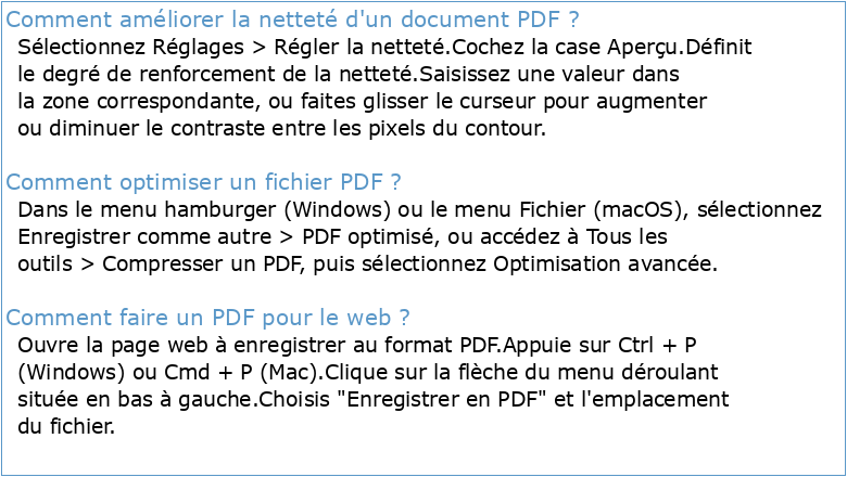 Optimisation du PDF pour le Web