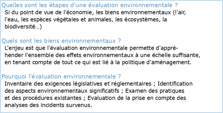 L'évaluation des biens et services environnementaux