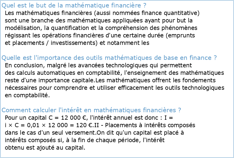 Introduction aux mathématiques financières