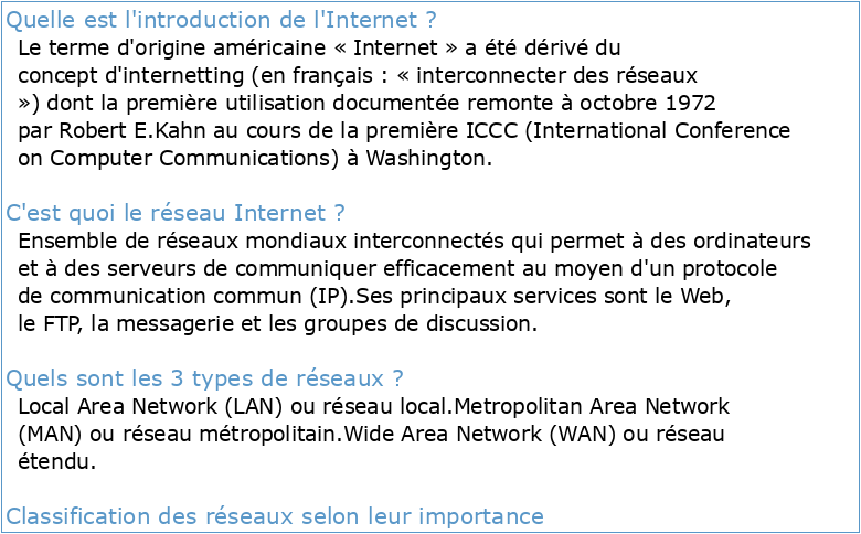 Introduction aux réseaux de lInternet