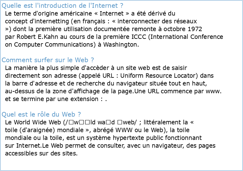 Introduction à internet Chapitre 1 : Surfer sur le web 1) Présentation