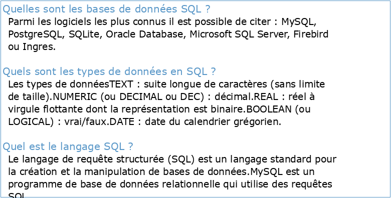 Cours de Base de Données Cours n4 Le langage SQL (partie I