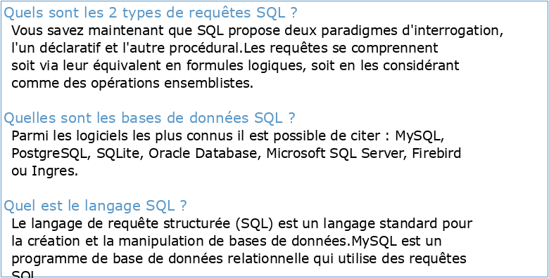 Cours de Base de Données Cours n2 Le langage SQL (partie II